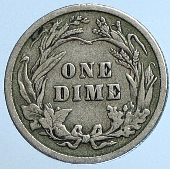 1912 P UNITED STATES US Silver LIBERTY Barber Vintage ANTIQUE DIME Coin i111104