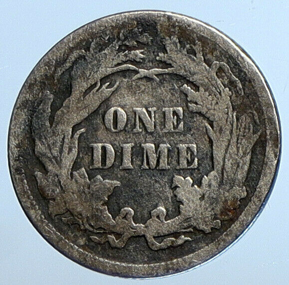 1884 P UNITED STATES US Silver SEATED LIBERTY Vintage Antique Dime Coin i111123