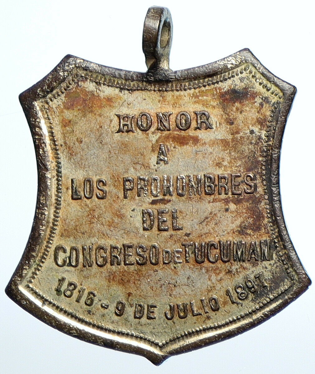 1897 ARGENTINA Congress of Tucuman Antique Authentic OLD Silver Medal i111124