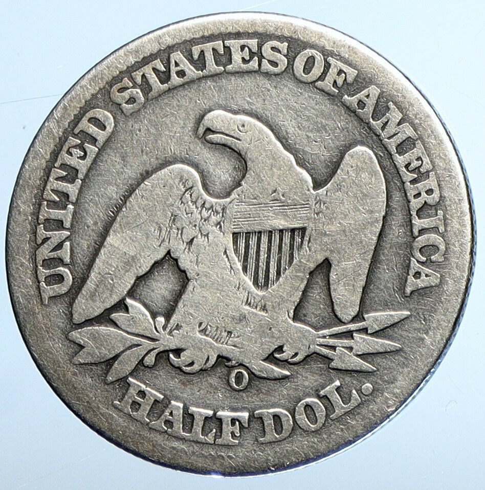 1858 O UNITED STATES US Silver SEATED LIBERTY Half Dollar Coin w EAGLE i111116