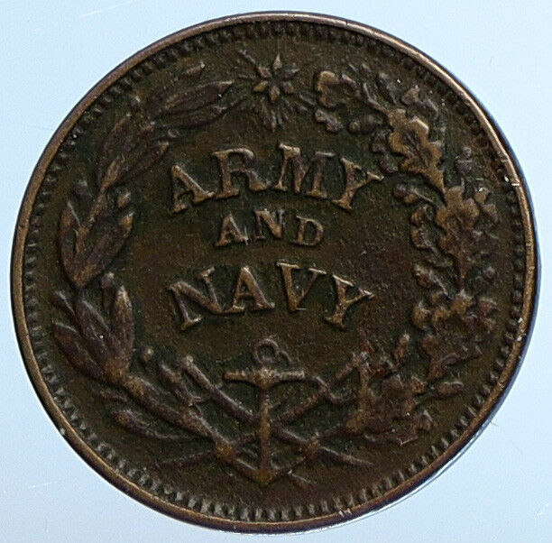 1863 United States CIVIL WAR PATRIOTIC LIBERTY Token ARMY NAVY Cent Coin i111078