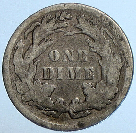 1887 P UNITED STATES US Silver SEATED LIBERTY Vintage Antique Dime Coin i111079