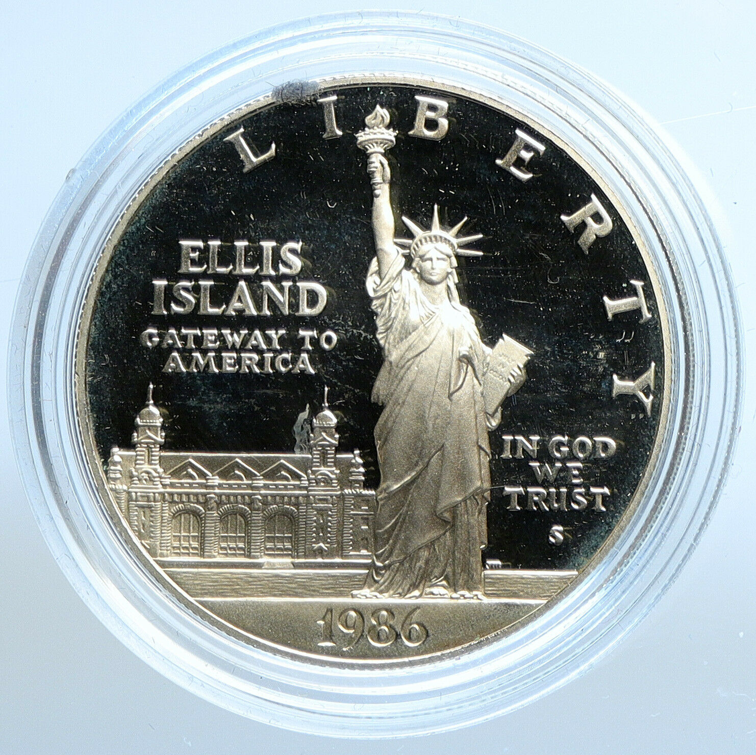 1986S UNITED STATES Ellis Island Statue Liberty Proof Silver Dollar Coin i111150