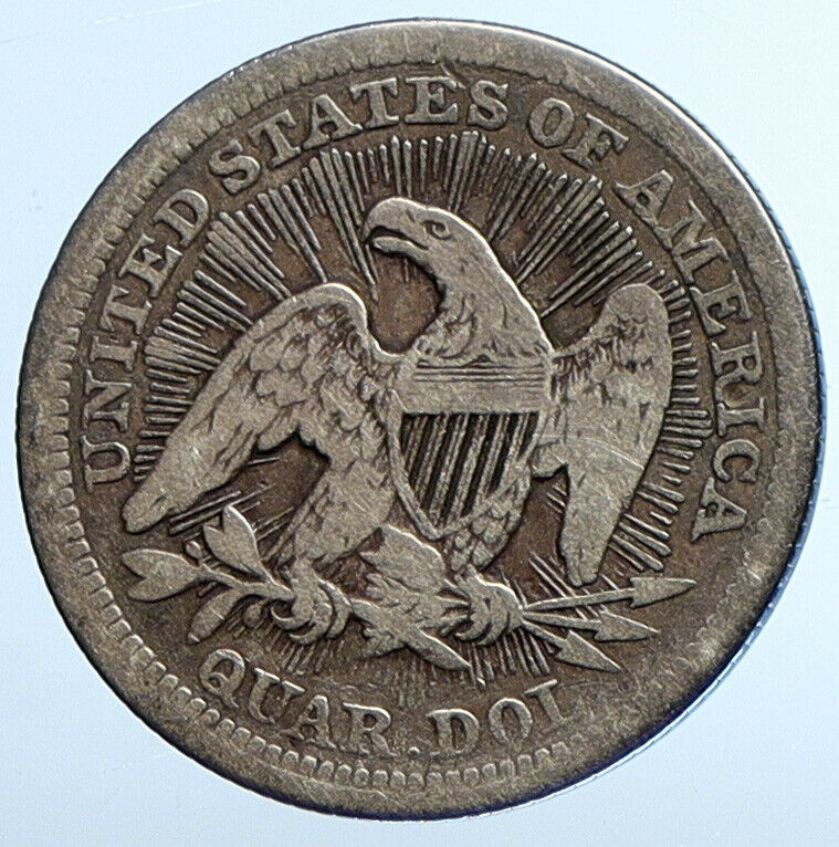 1853 P UNITED STATES US Silver SEATED LIBERTY Quarter Dollar Coin EAGLE i111084