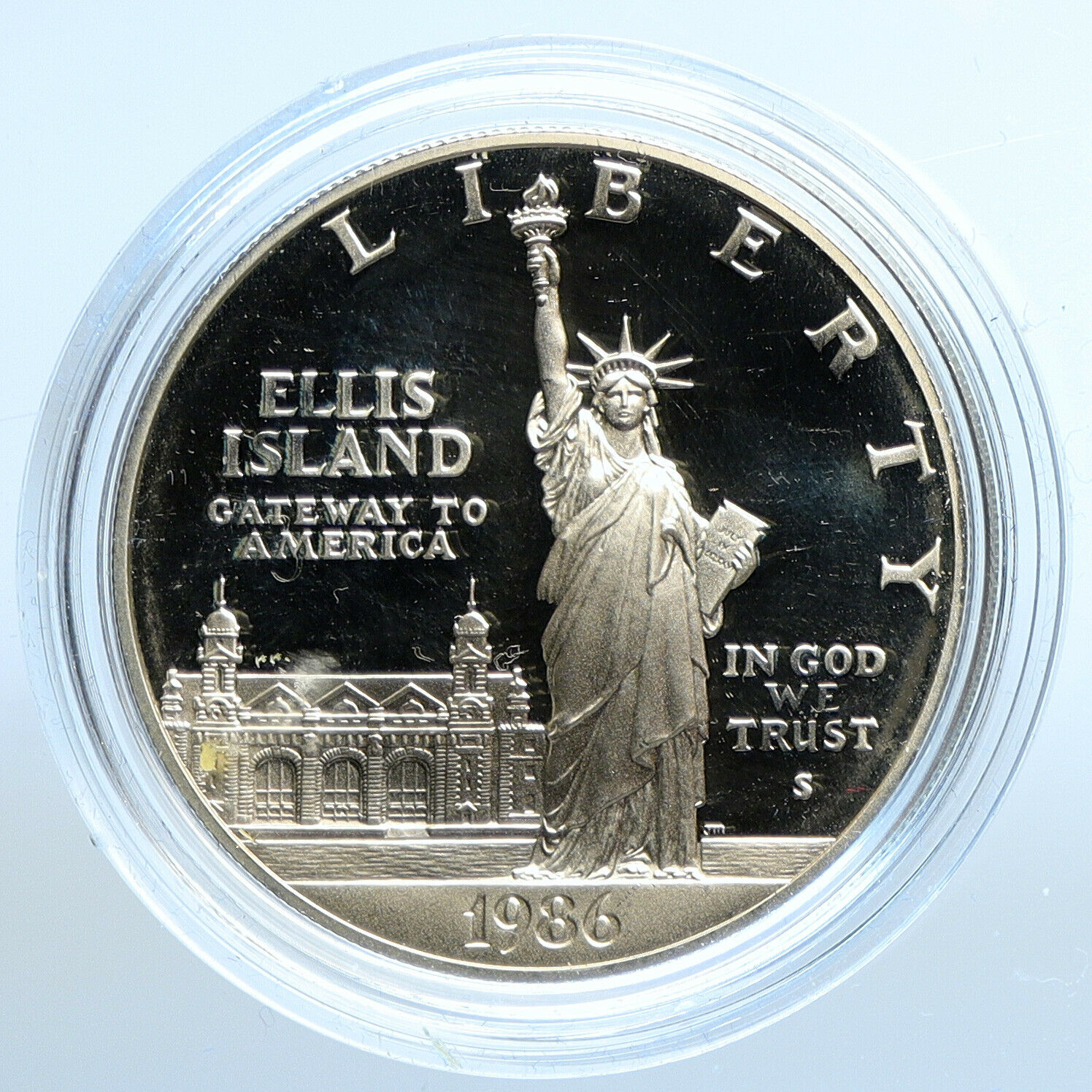 1986S UNITED STATES Ellis Island Statue Liberty Proof Silver Dollar Coin i111149