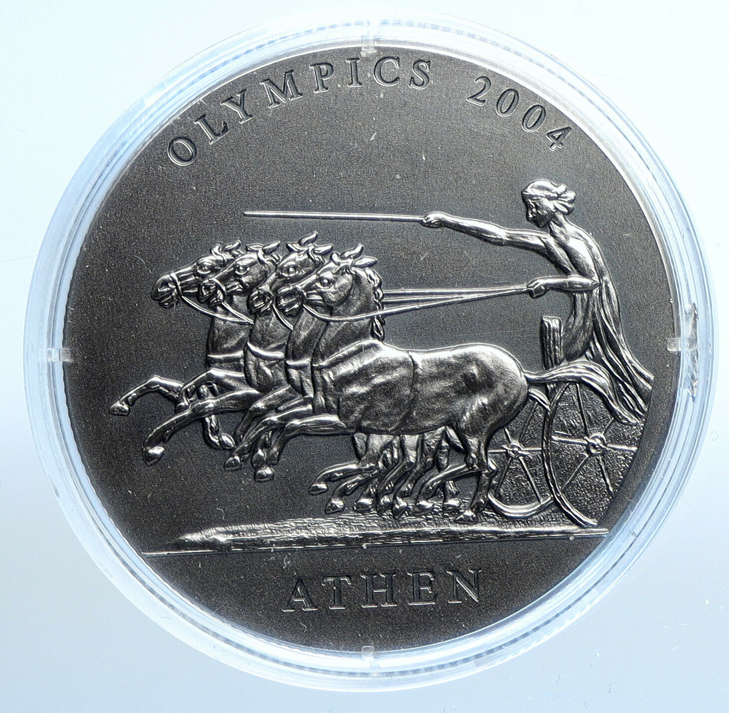 2001 GHANA 2004 Olympic Games in GREECE Old Silver 500 Sika Coin HORSES i111142