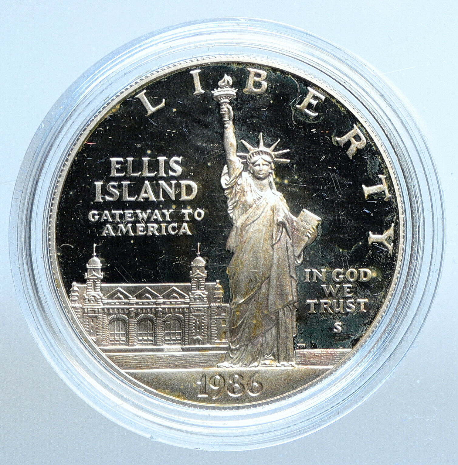 1986S UNITED STATES Ellis Island Statue Liberty Proof Silver Dollar Coin i111151