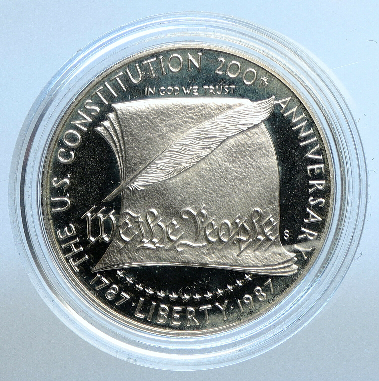 1987 S UNITED STATES Constitution Quill Scroll PROOF SILVER Dollar Coin i111168