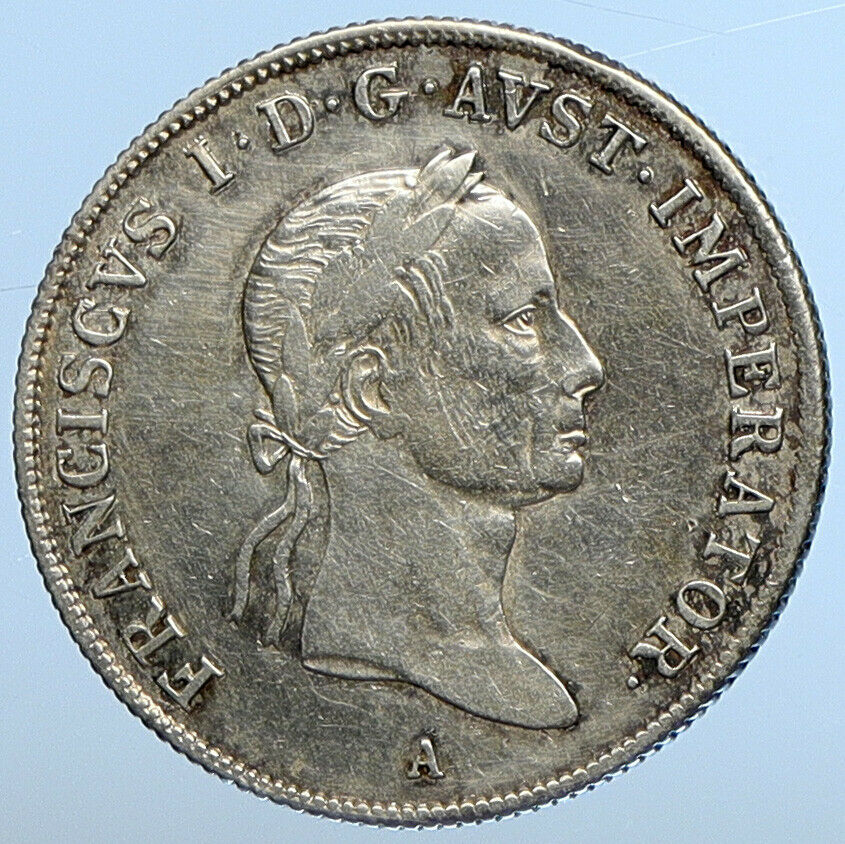 1831 AUSTRIA King FRANCIS I (II) Antique VINTAGE Silver 20 Kreuzer Coin i111201