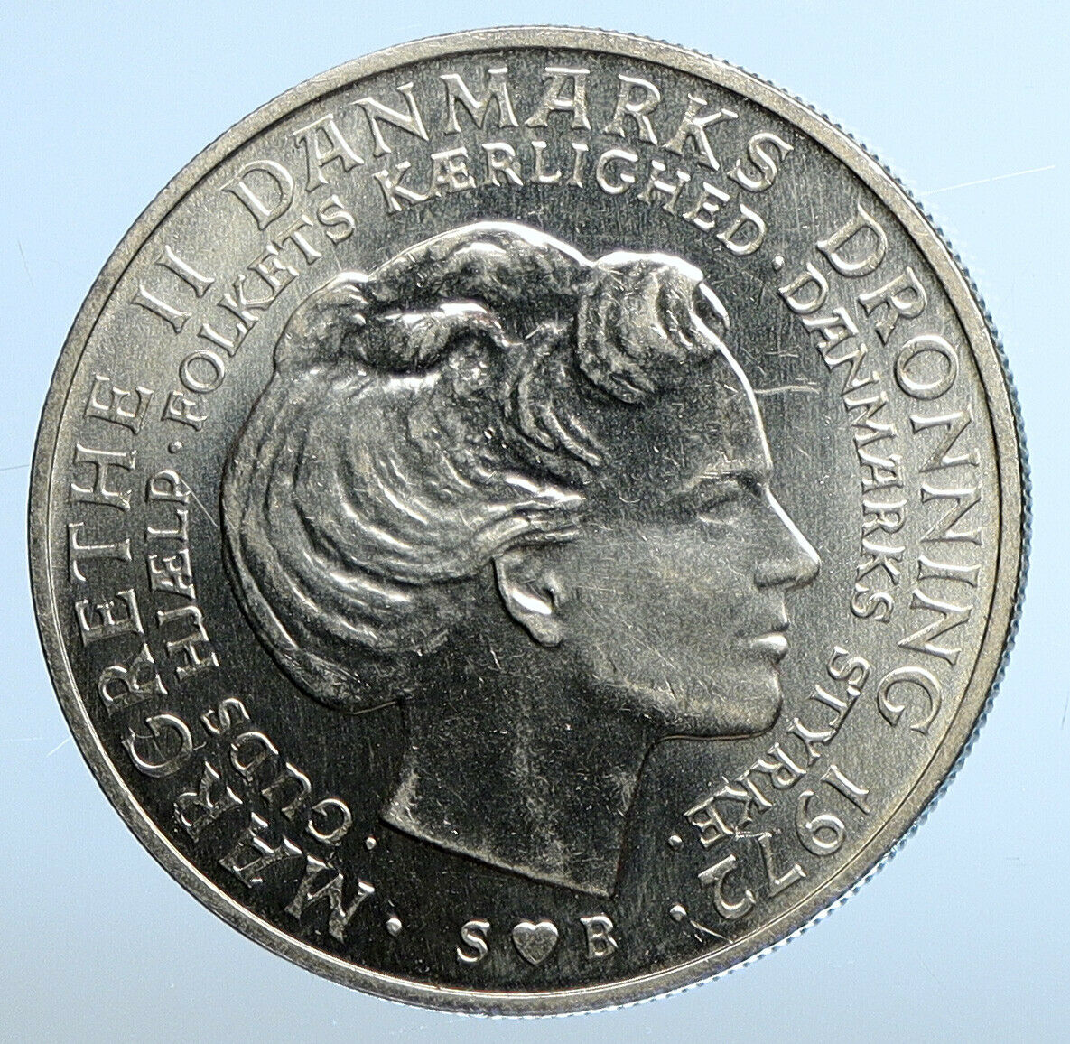 1972 DENMARK King Frederick IX Queen Margrethe II Silver 10 Kroner Coin i111202