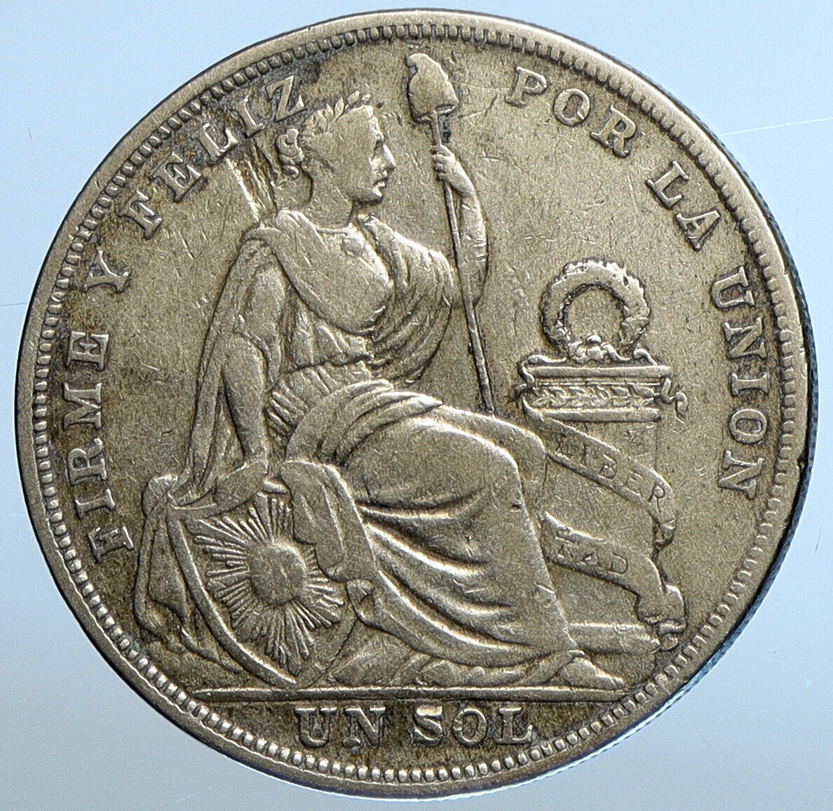 1924 PERU South America 1 SOL Antique BIG Original Silver Peruvian Coin i111199