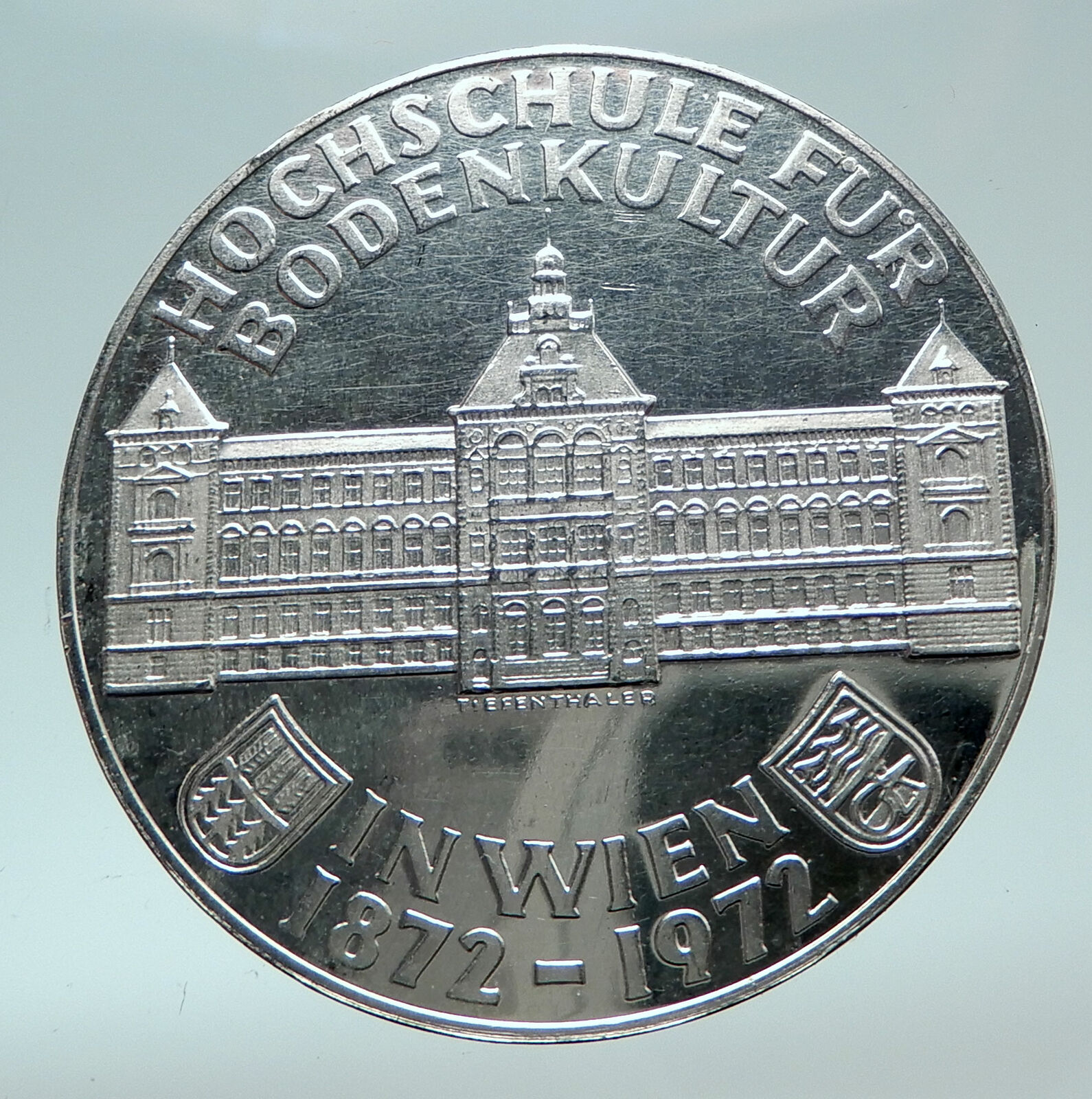 1972 AUSTRIA w National Bank Building Silver 50 Shillings Austrian Coin i81591