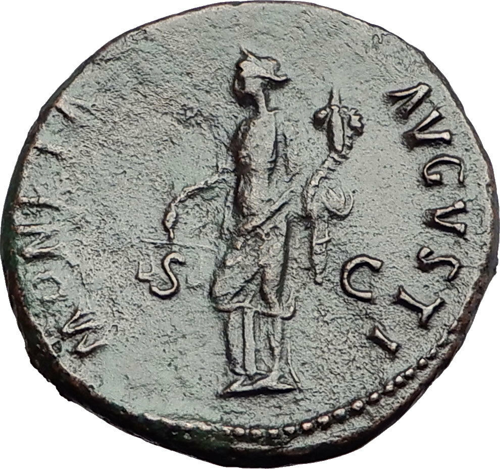 DOMITIAN 92AD Rome MONETA Money Goddess Authentic Ancient Roman Coin i57882