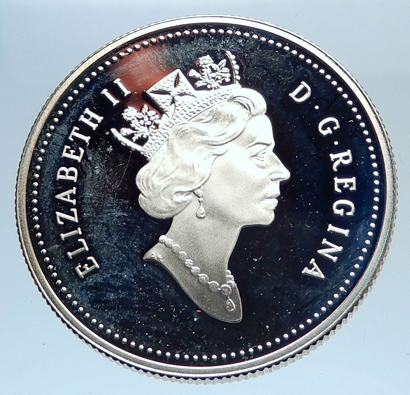 1997 CANADA Queen ELIZABETH II Antique Proof Silver 50 Cent Canadian Coin i74094