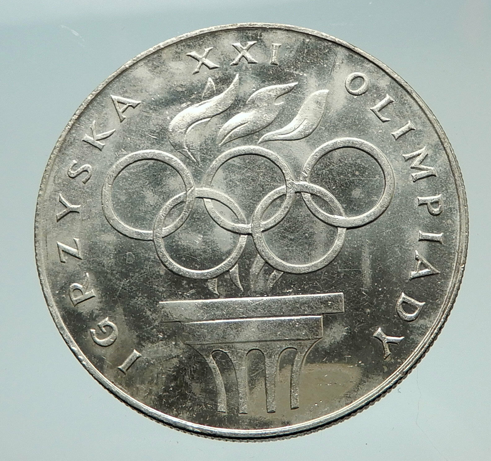 1976 POLAND Summer Olympics Rings in Montreal Canada Antique Silver Coin i74759