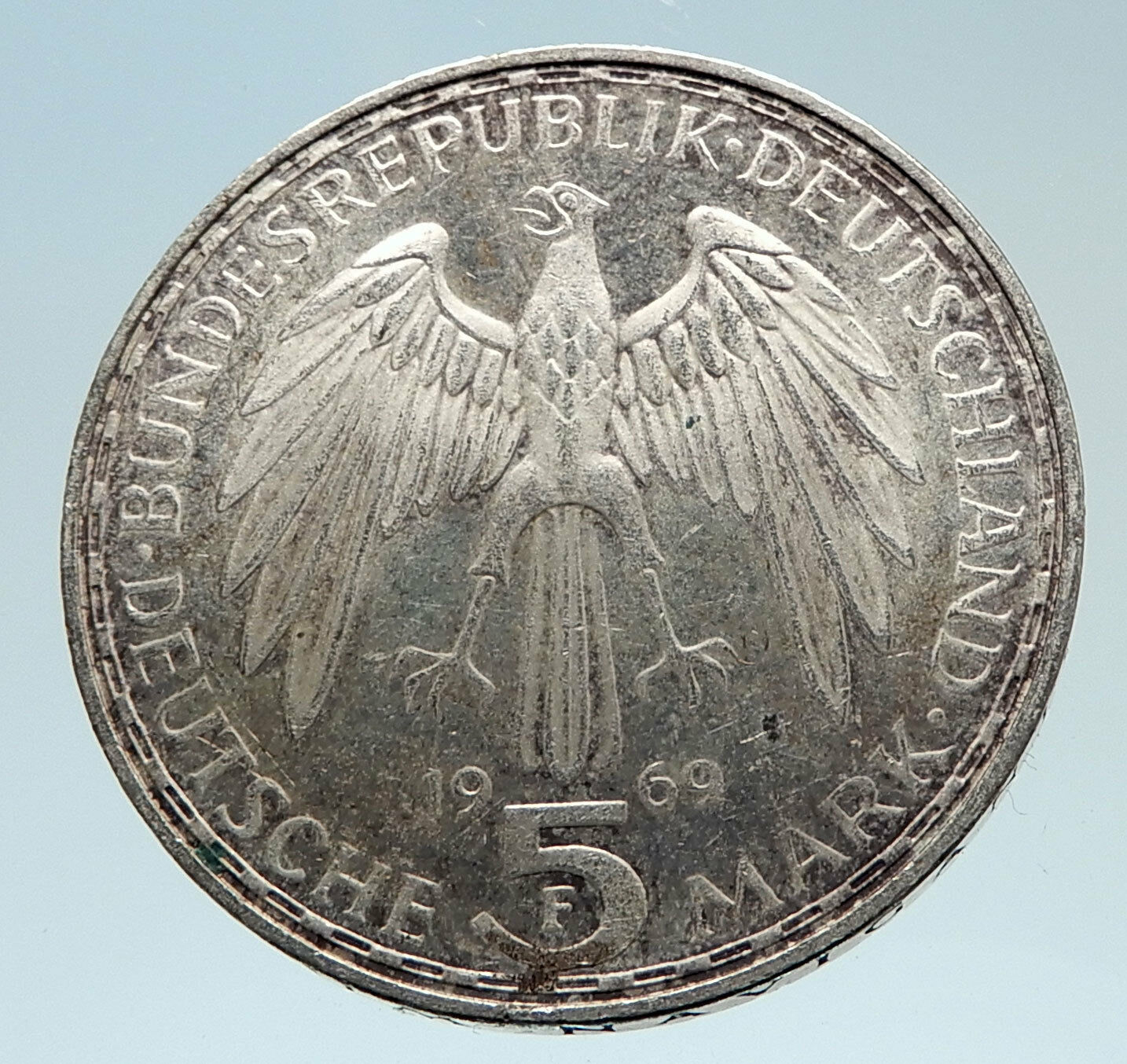 1969F GERMANY GERARDUS MERCATOR Antique Genuine Proof Silver 5 Mark Coin i75295