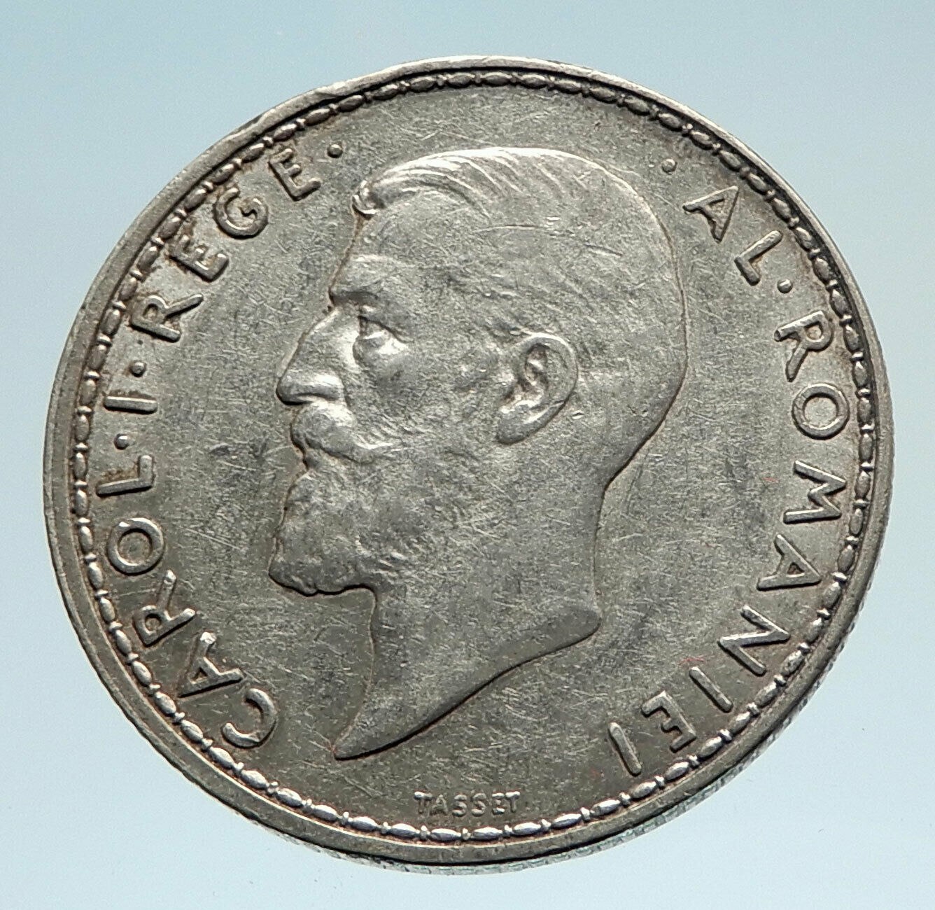 1914 ROMANIA under King Carol I Prince Karl Genuine Silver 2 Lei Coin i75229