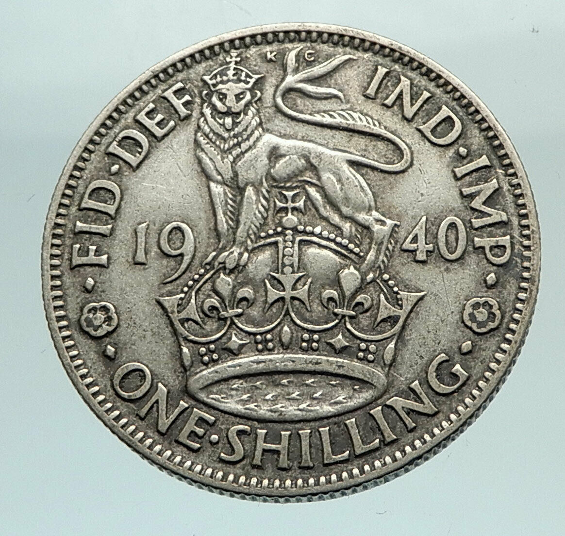 1940 United Kingdom UK Great Britain GEORGE VI Lion Silver Shilling Coin i74474