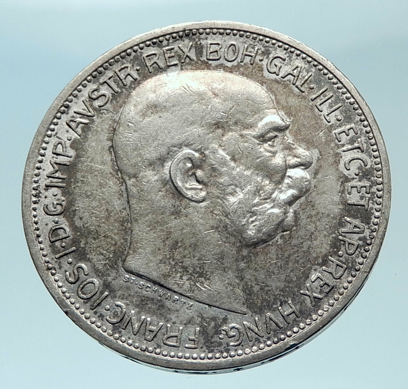 1913 AUSTRIA KING FRANZ JOSEPH I Eagle Genuine Silver 2 Corona Coin i78586