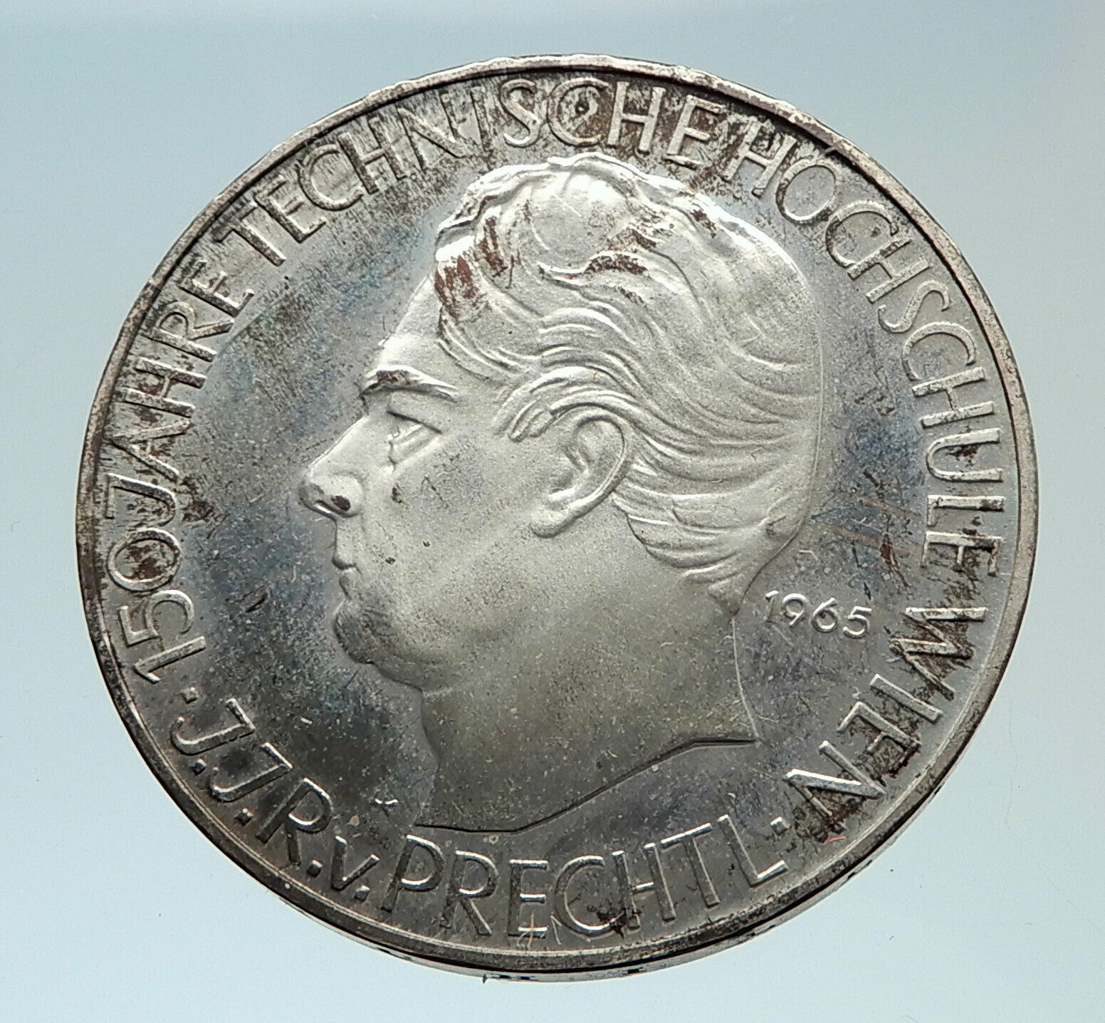 1965 AUSTRIA Vienna Tech School J J von Prechtl Silver 25 Schilling Coin i75390