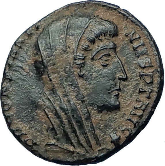 Saint CONSTANTINE I the Great CHARIOT to GOD HAND in HEAVEN Roman Coin i68174