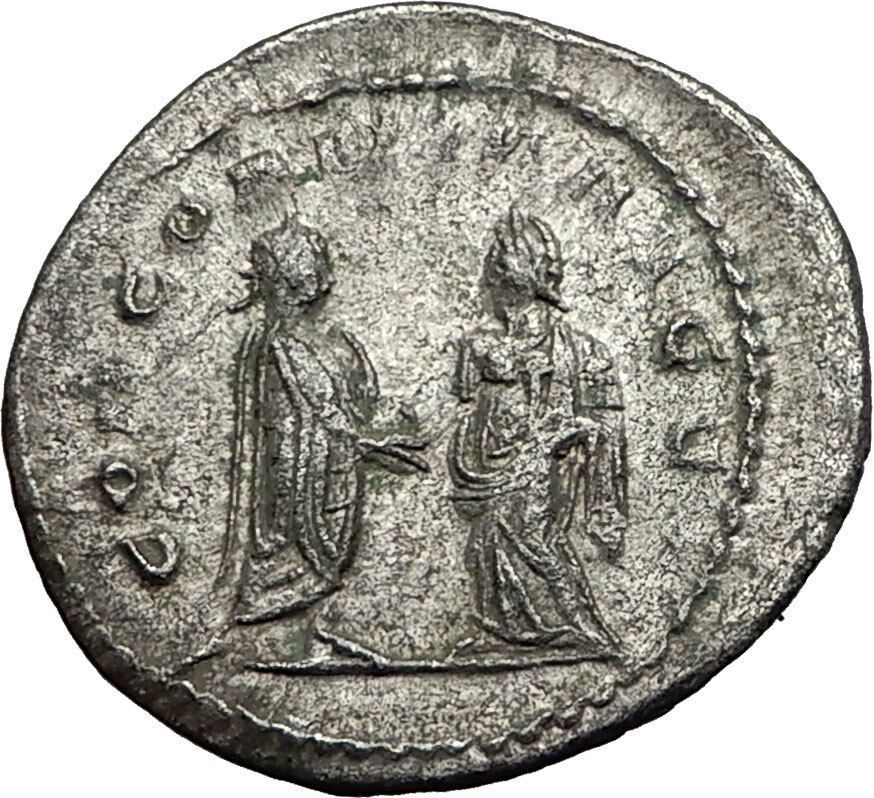 Salonina & Gallienus 255AD Authentic Silver Rare Ancient Roman Coin i58982