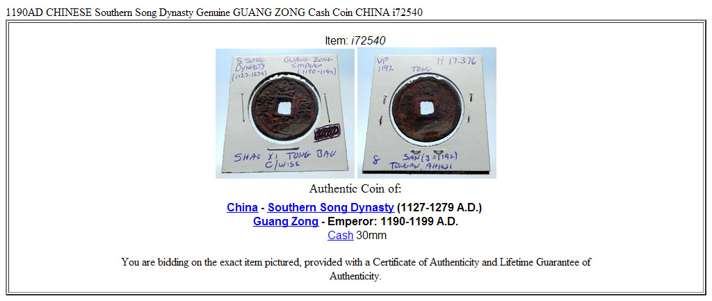 1190AD CHINESE Southern Song Dynasty Genuine GUANG ZONG Cash Coin CHINA i72540