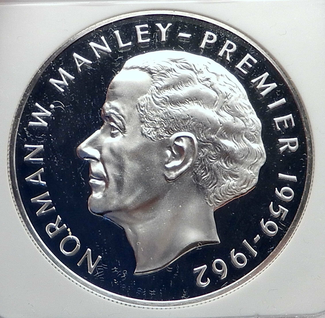 1972 JAMAICA Proof HUGE 4.5cm Silver $5 Coin Premier Norman W Manley NGC i72130