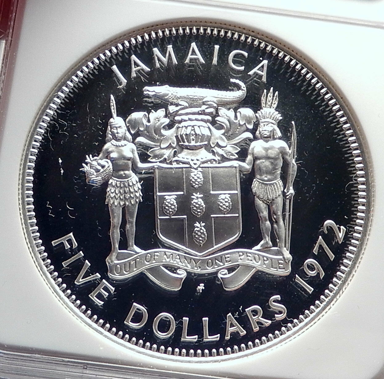 1972 JAMAICA Proof HUGE 4.5cm Silver $5 Coin Premier Norman W Manley NGC i72130