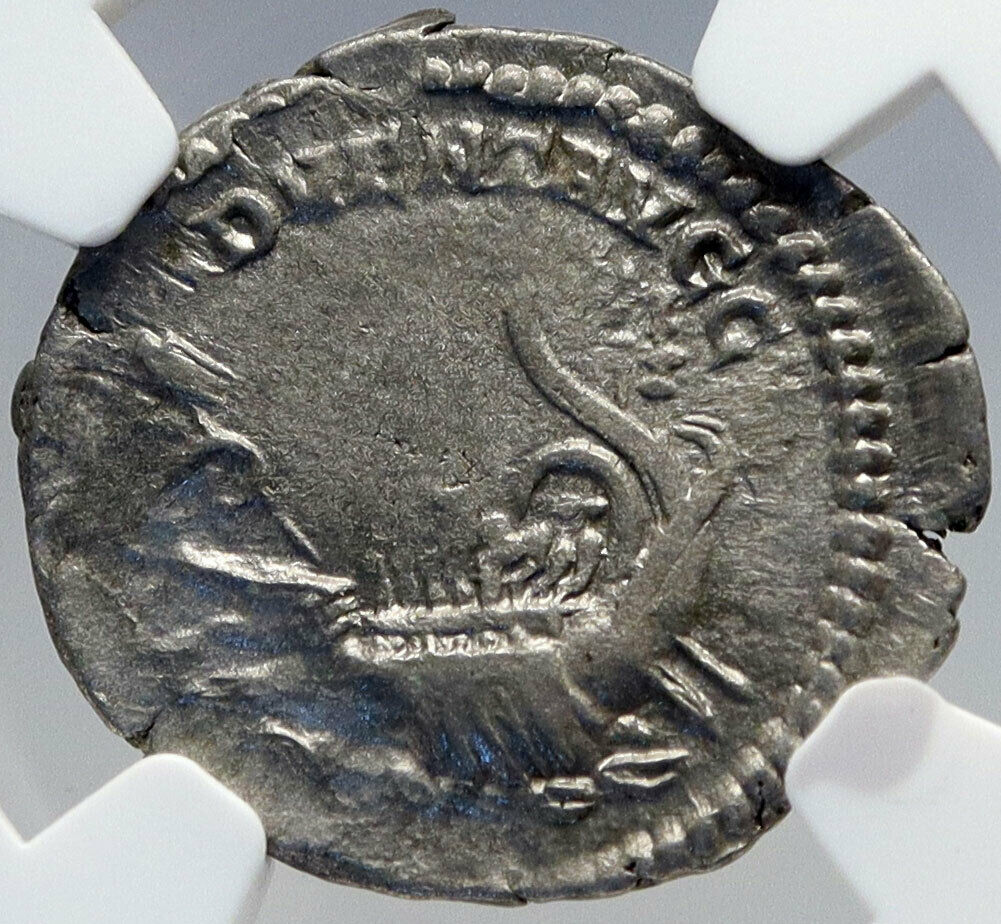 CARACALLA Authentic Ancient 201AD Rome Silver Roman Coin GALLEY SHIP NGC i82626