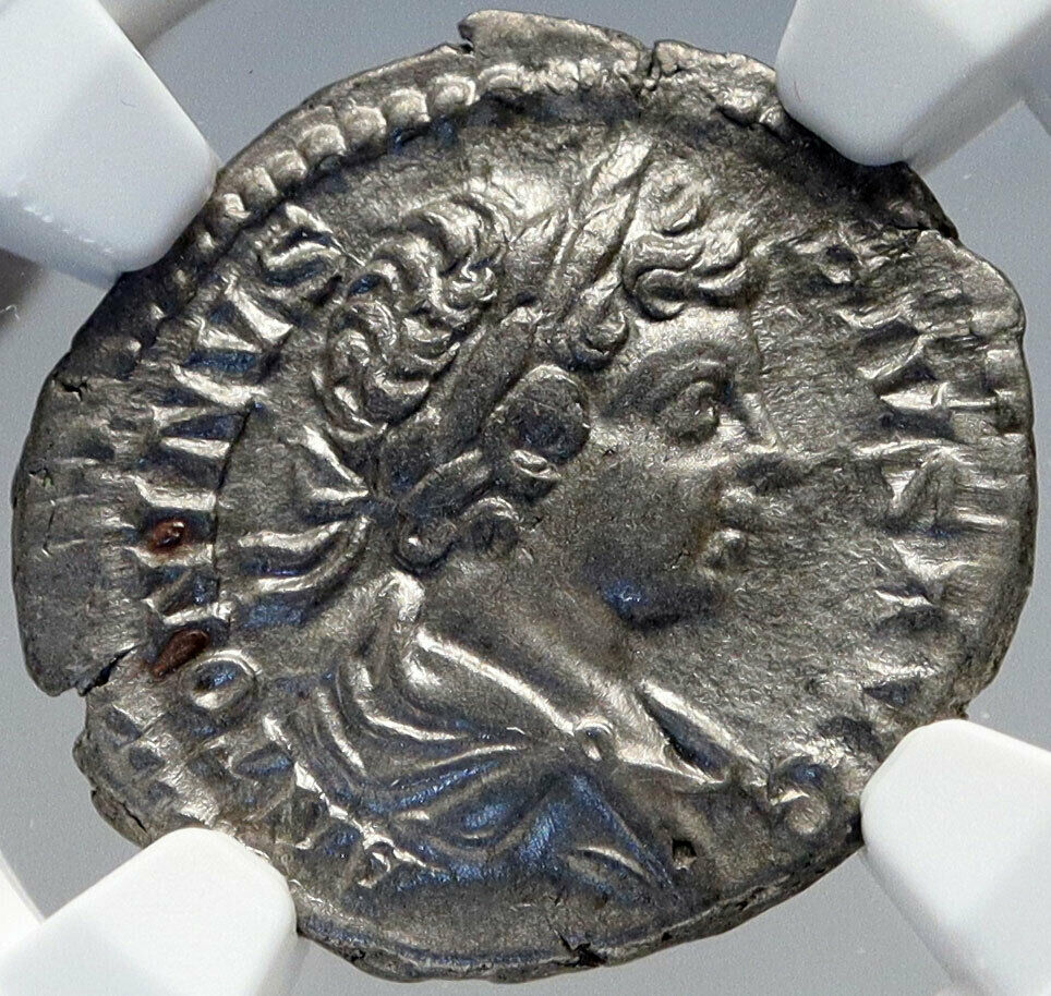 CARACALLA Authentic Ancient 201AD Rome Silver Roman Coin GALLEY SHIP NGC i82626