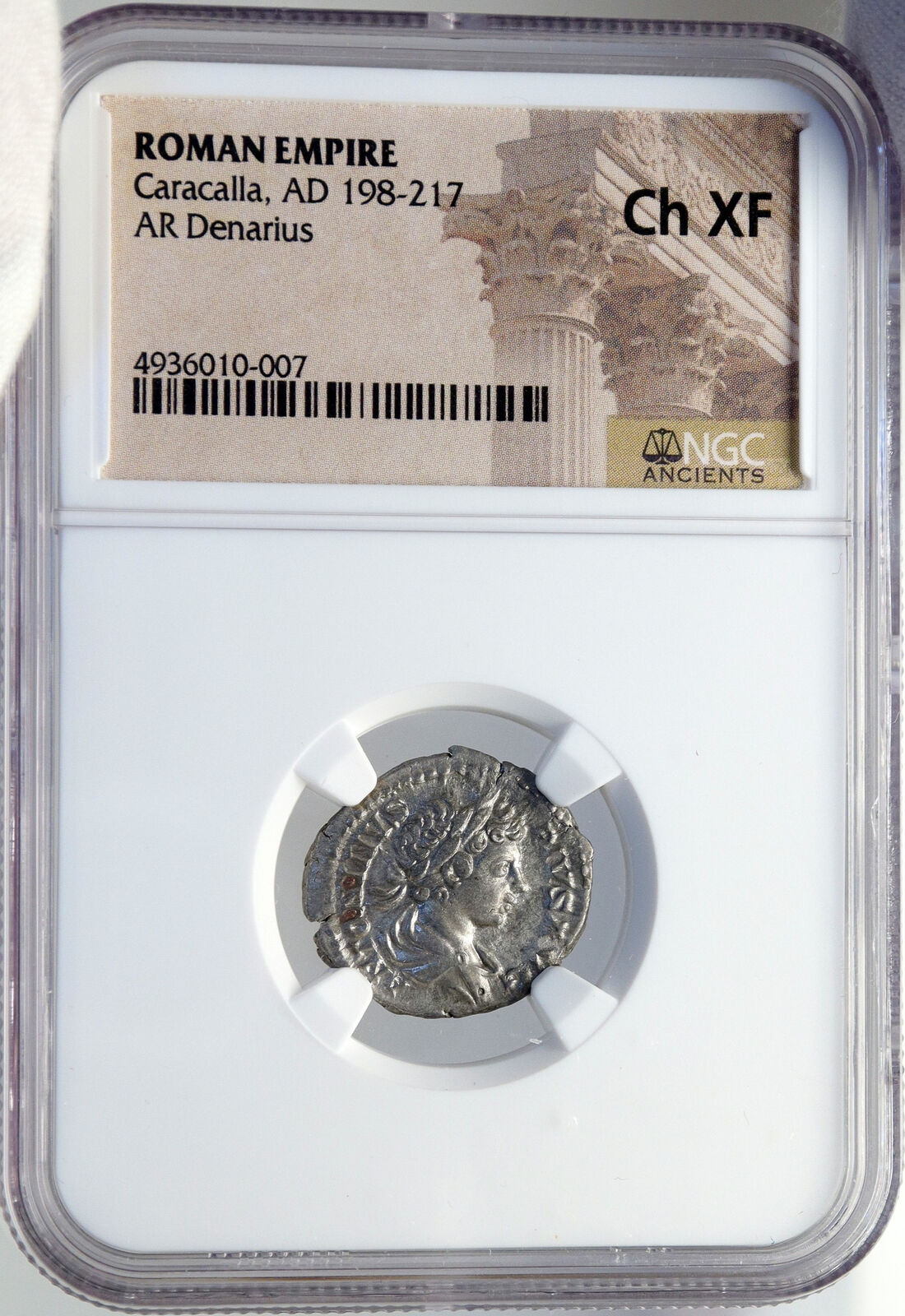 CARACALLA Authentic Ancient 201AD Rome Silver Roman Coin GALLEY SHIP NGC i82626