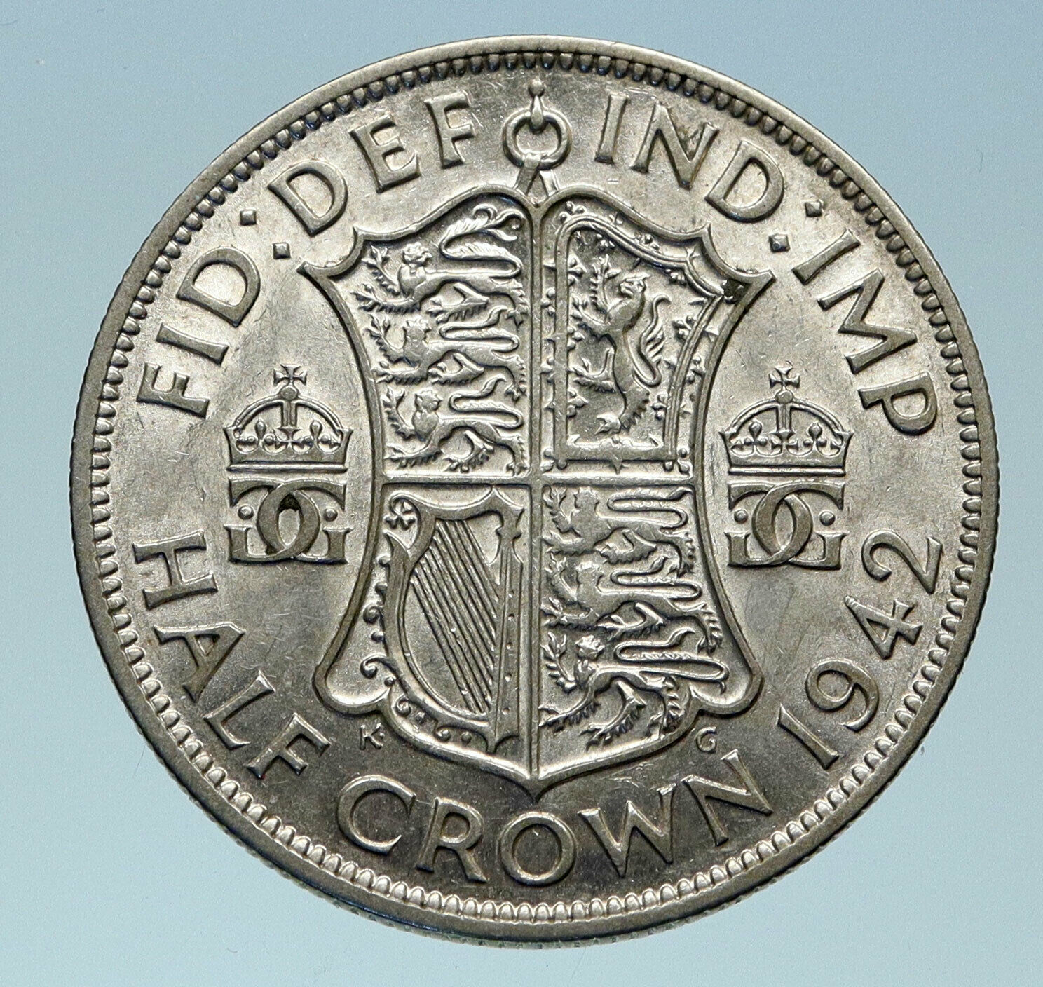 1942 Great Britain UK United Kingdom King George VI SILVER 1/2 Crown Coin i83076