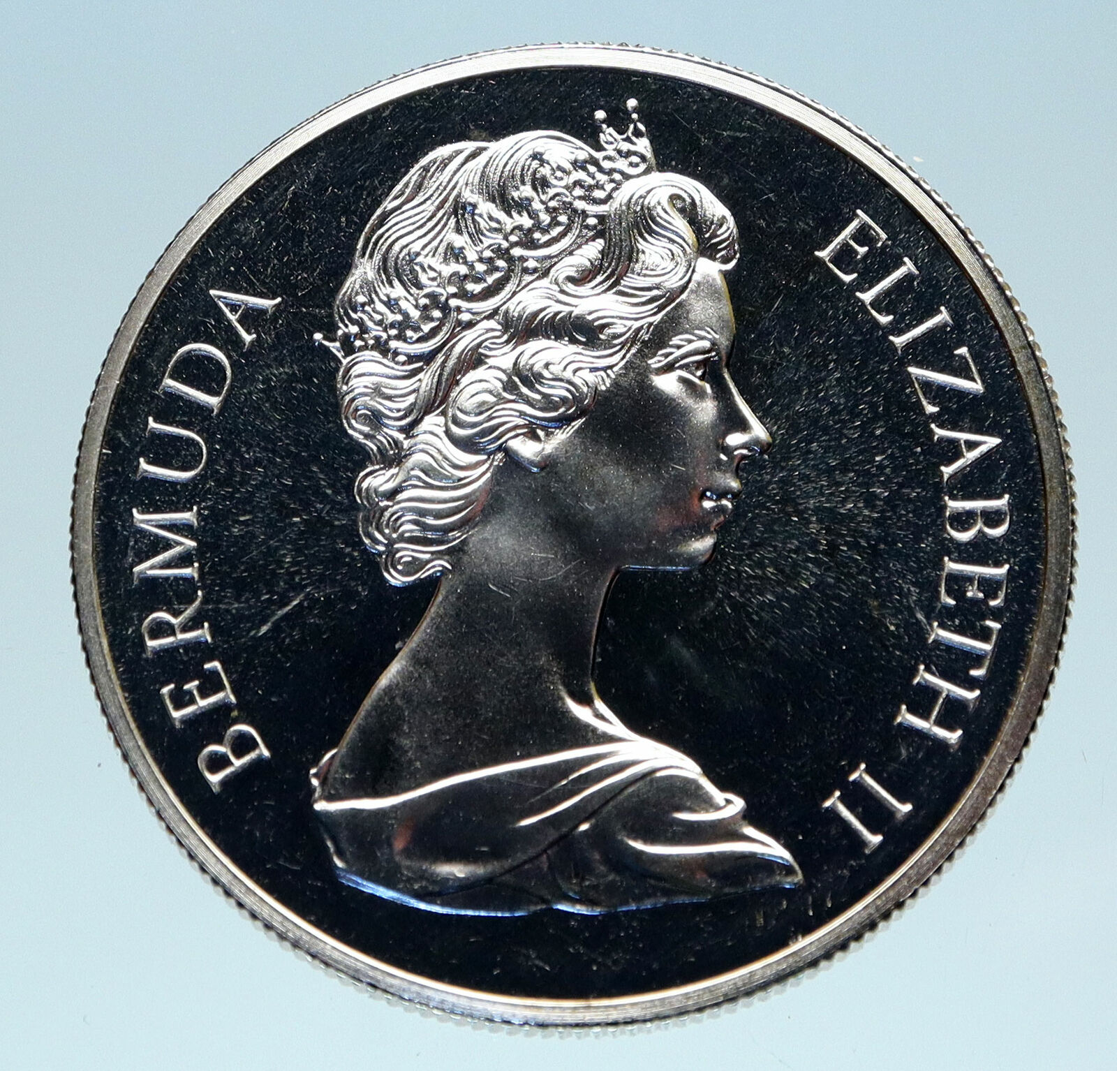 1972 Bermuda UK Elizabeth II Prince Philip Wedding Proof Silver $1 Coin i83112