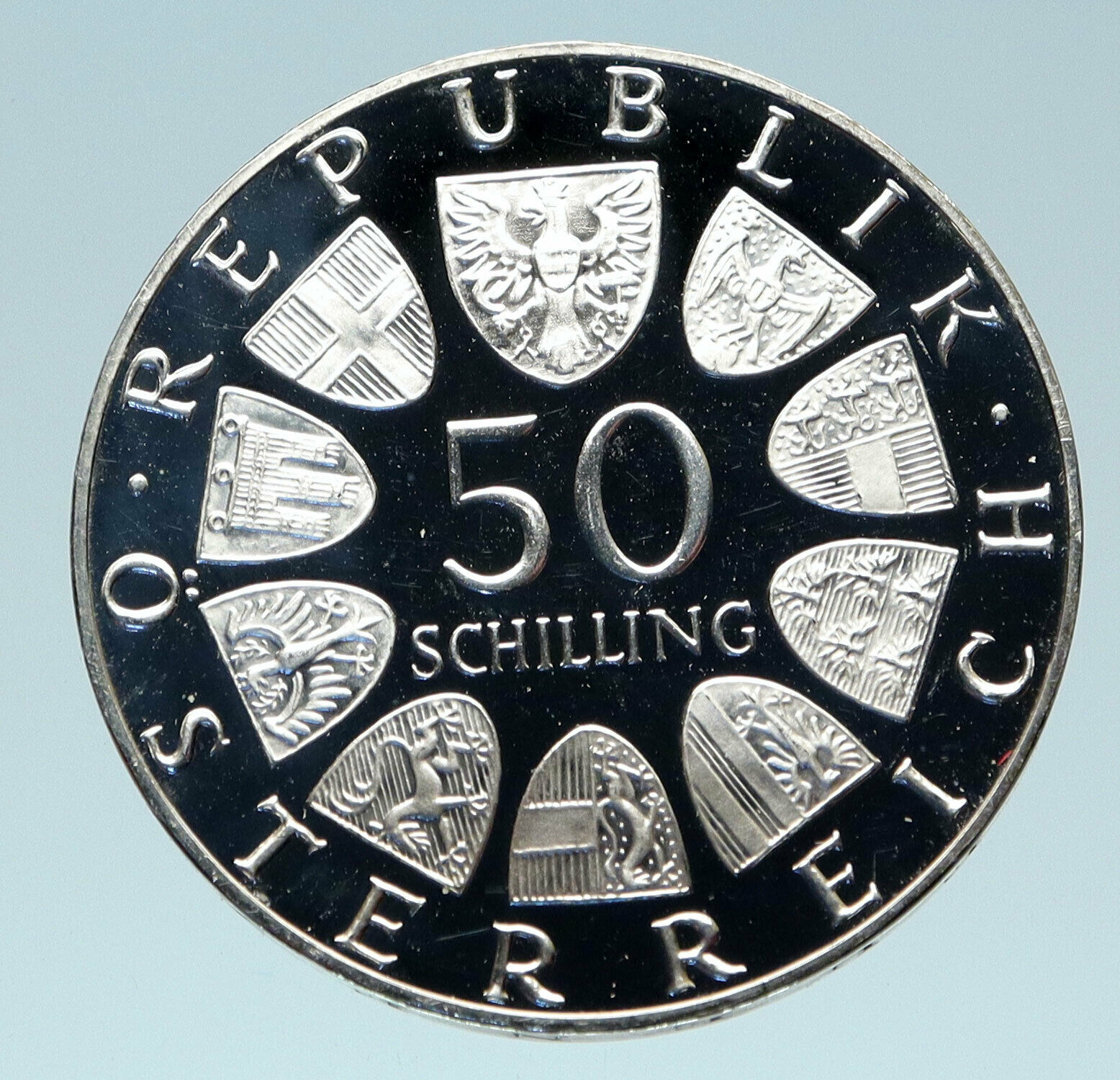 1974 Austria Broadcasting History Antique Genuine Silver 50 Shilling Coin i83095