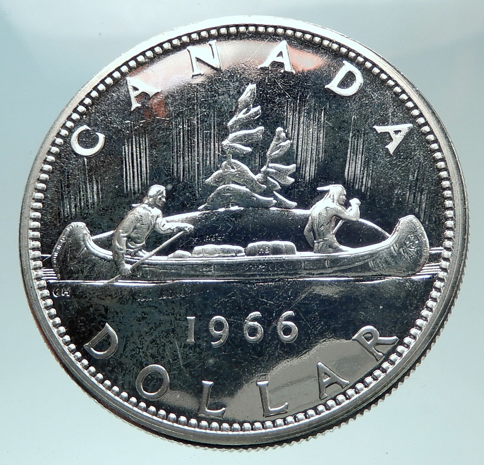 1966 CANADA w UK Queen Elizabeth II Voyagers Genuine Silver Dollar Coin i82414