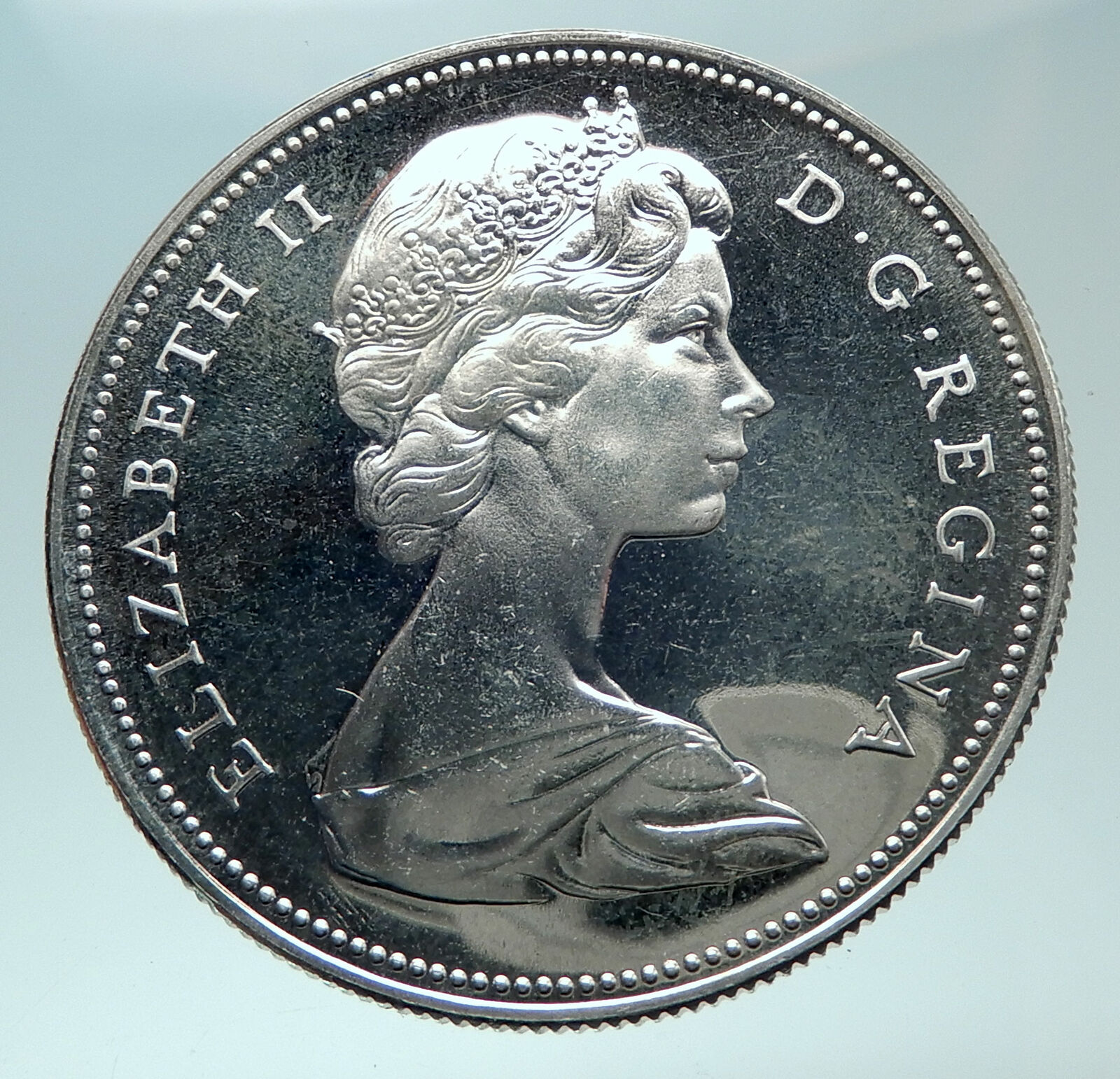 1966 CANADA w UK Queen Elizabeth II Voyagers Genuine Silver Dollar Coin i82414