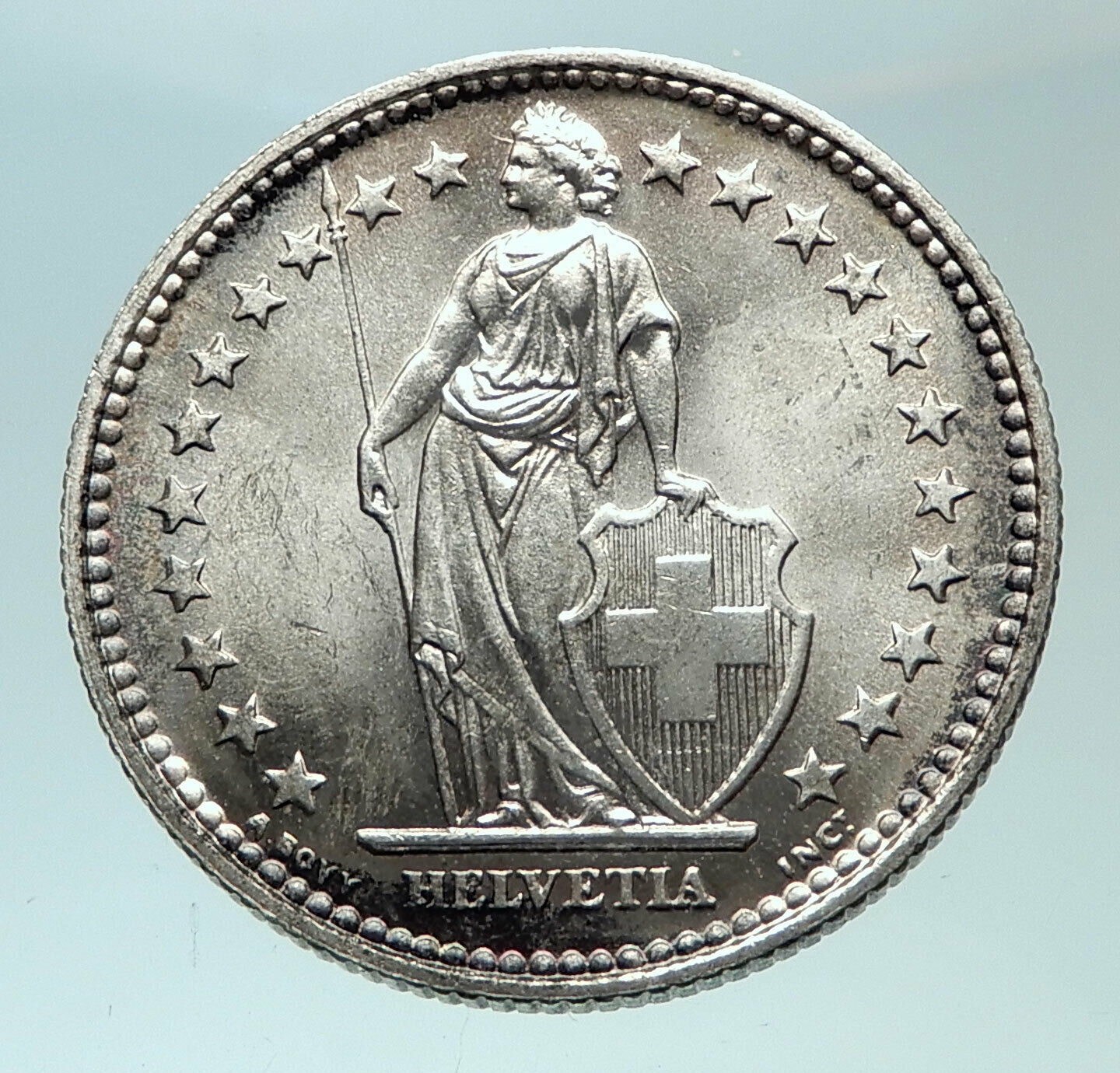 1939 SWITZERLAND - SILVER 2 Francs Coin HELVETIA Symbolizes SWISS Nation i82447