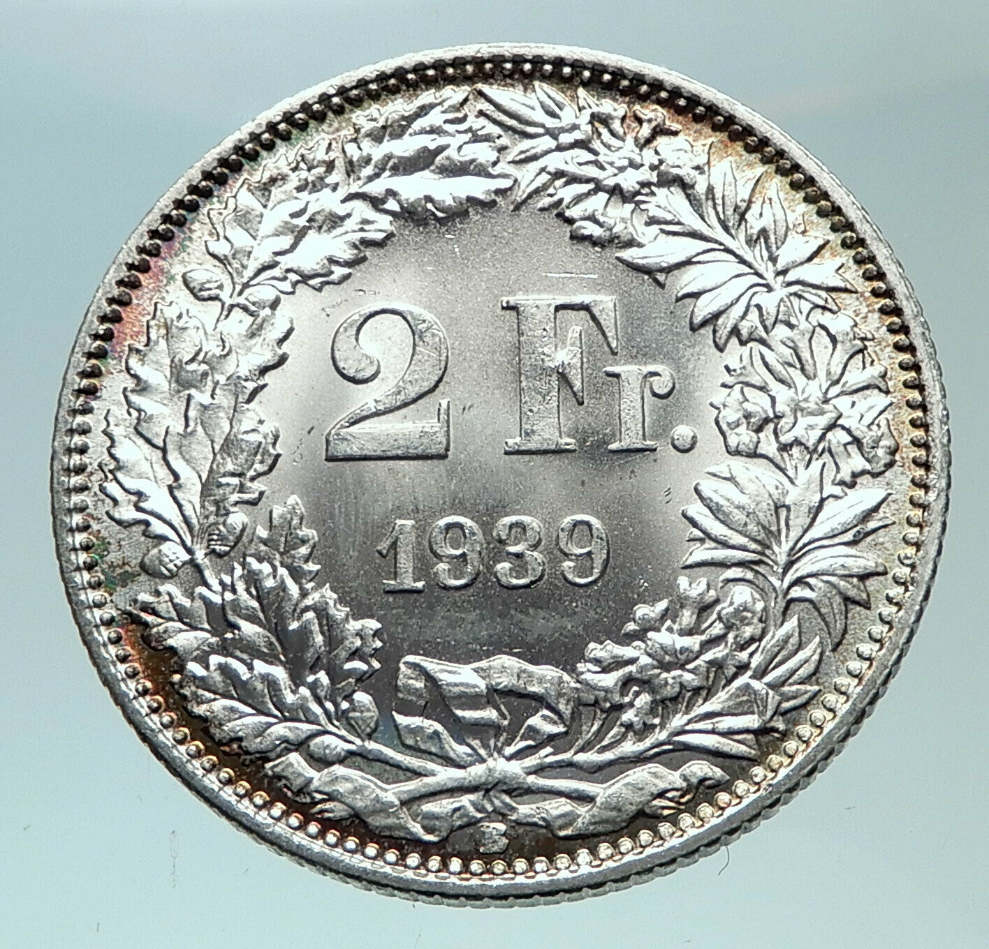 1939 SWITZERLAND - SILVER 2 Francs Coin HELVETIA Symbolizes SWISS Nation i82447