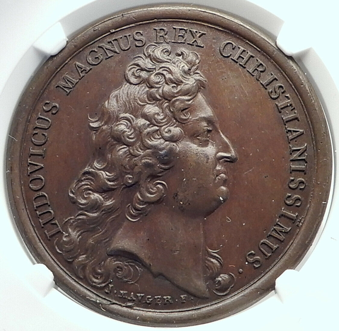 1680 FRANCE King LOUIS XIV & Grand Dauphin Son w Maria Anna MEDAL NGC i82344