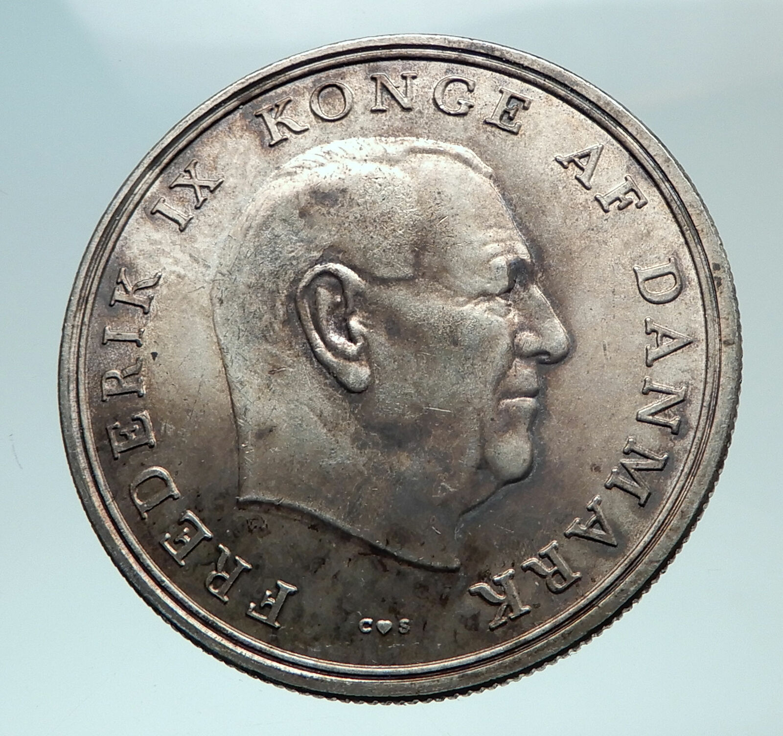 1964 DENMARK King Frederick IX Silver Princess ANNE MARIE WEDDING 5K Coin i82432