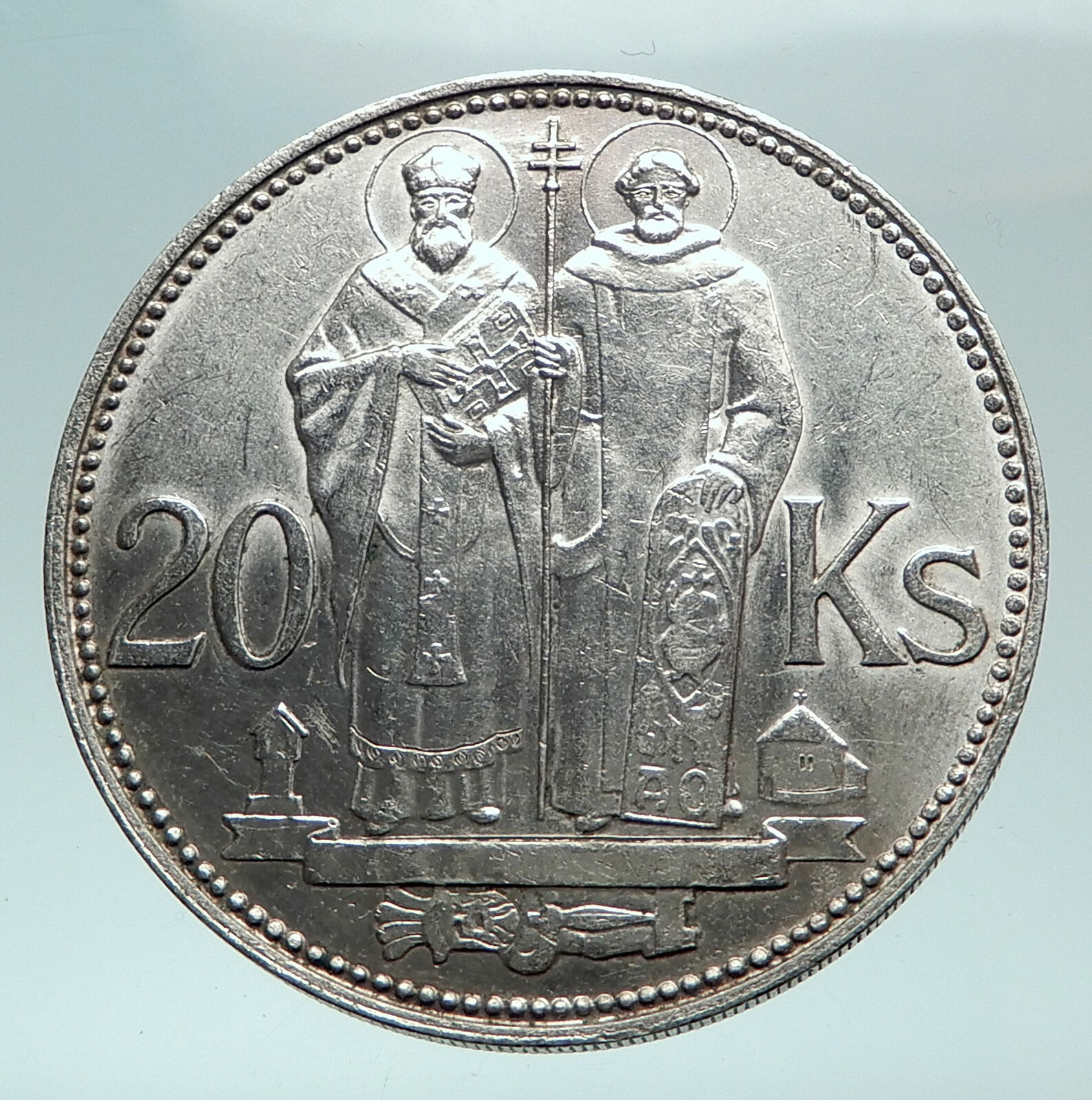 1941 SLOVAKIA Silver 20 Korun SAINT CYRIL AND METHODIUS Slovakian Coin i82483