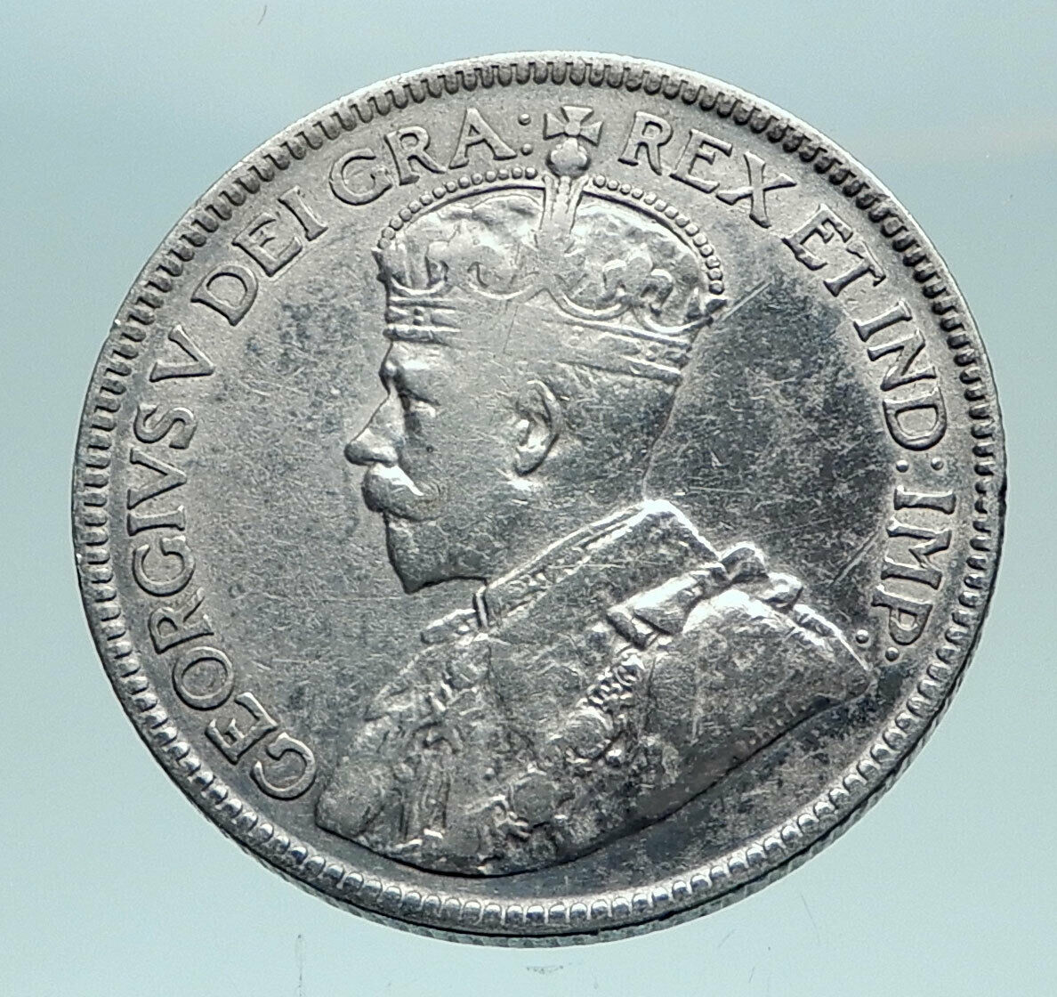 1917 CANADA - UK King George V - Authentic Original SILVER 25 CENTS Coin i82524