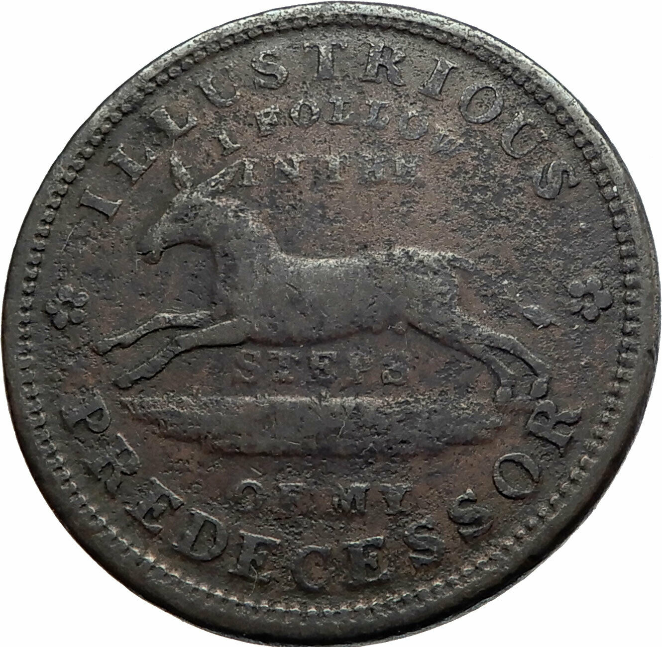 1837 UNITED STATES Hard Times Penny Not Cent Token TURTLE and JACKASS i79907