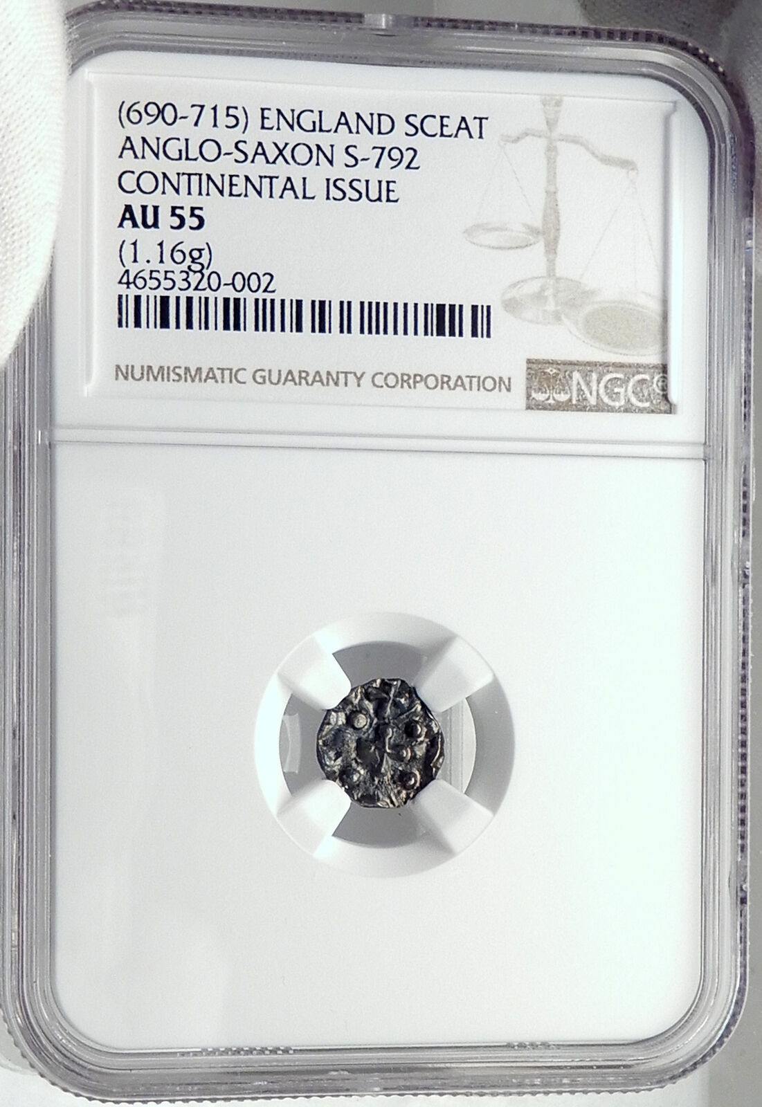 690-715AD ANGLO-SAXON Frisia Continental Silver Sceatt Coin of REDBAD NGC i82371