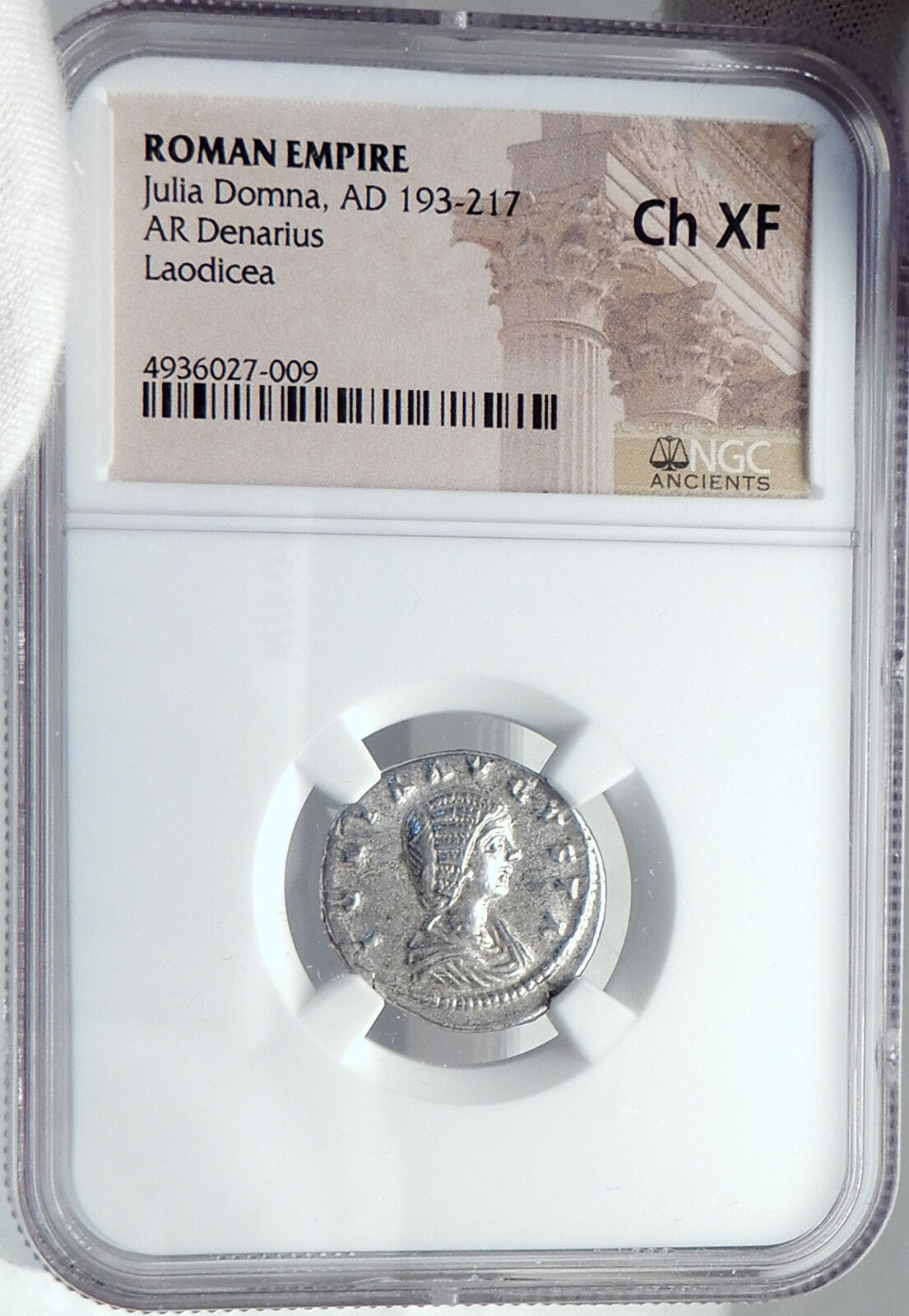 JULIA DOMNA Authentic Ancient 196AD Silver Roman Coin PUDICITIA NGC i82580