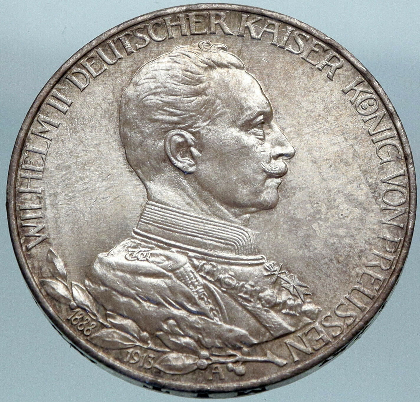 1913 GERMANY GERMAN STATES PRUSSIA WILHELM II Genuine Silver 3 Mark Coin i82783