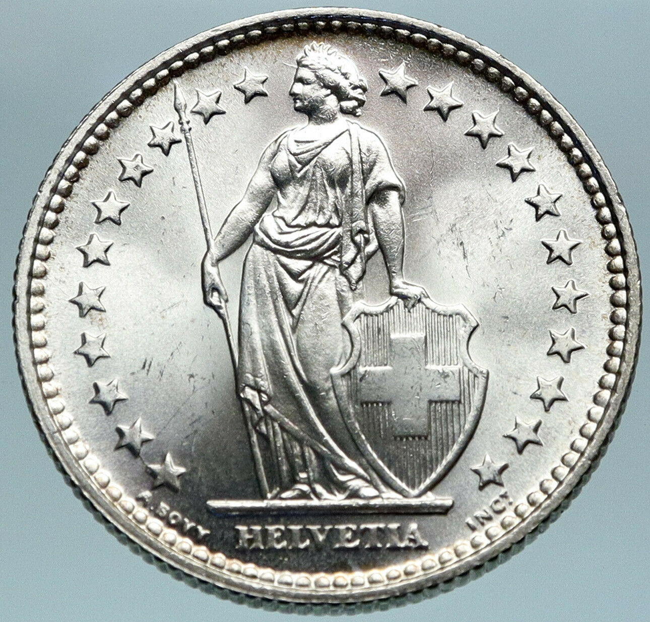 1939 SWITZERLAND - SILVER 2 Francs Coin HELVETIA Symbolizes SWISS Nation i82781