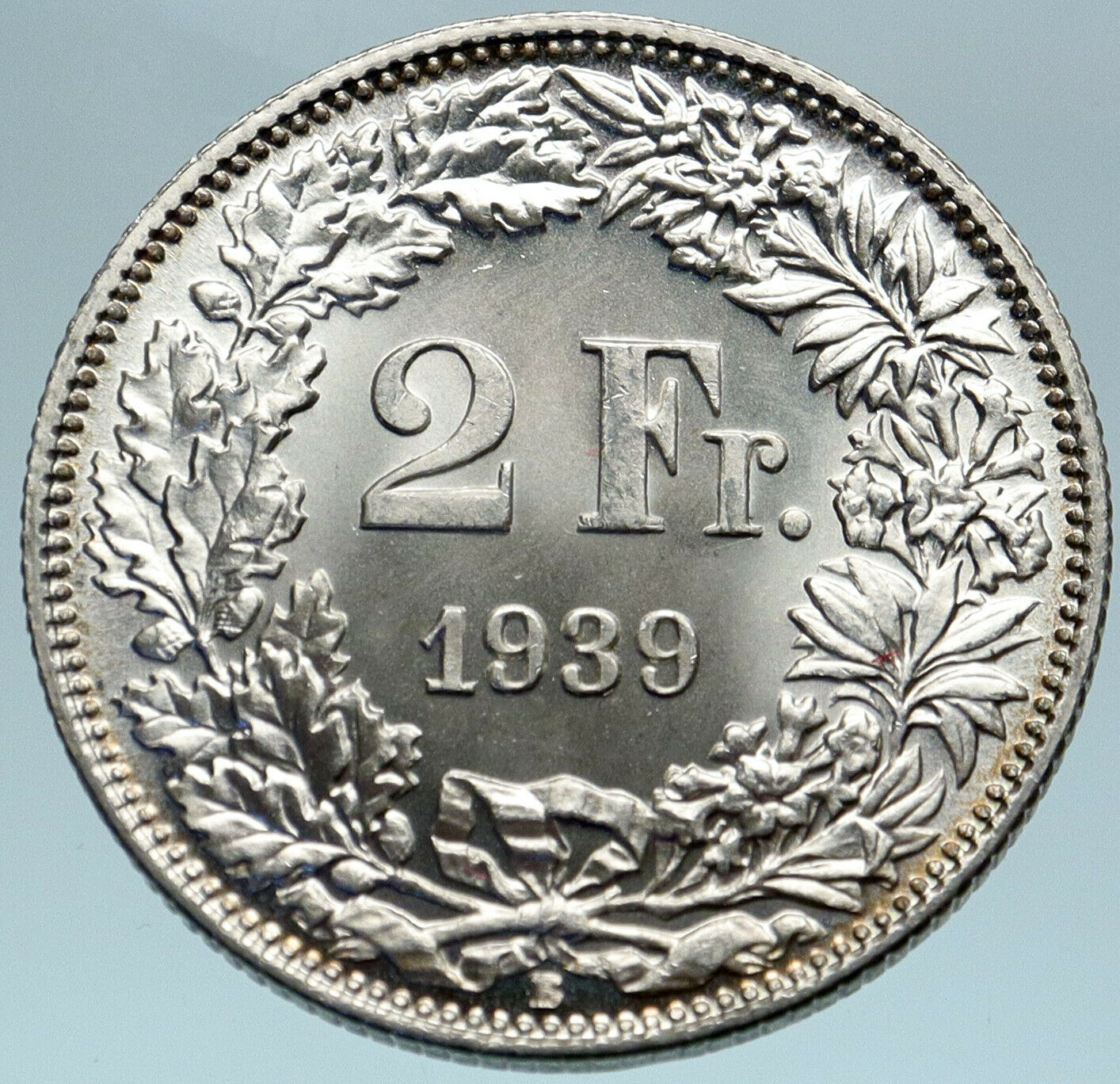 1939 SWITZERLAND - SILVER 2 Francs Coin HELVETIA Symbolizes SWISS Nation i82781