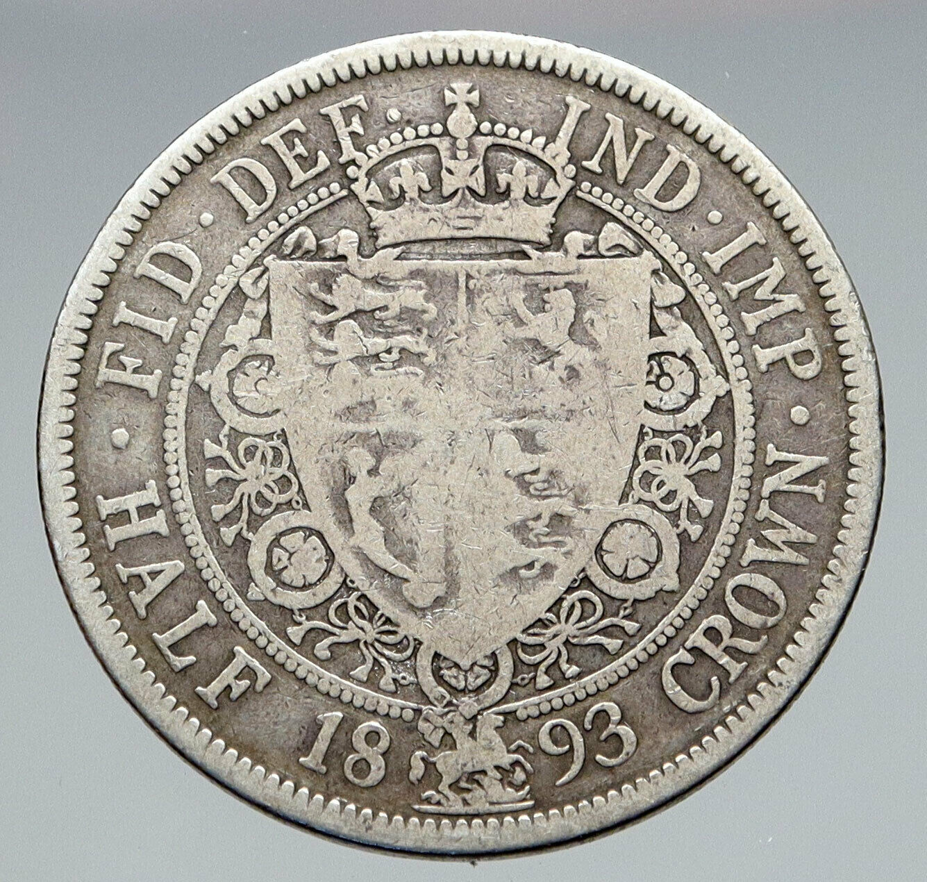 1893 UK Great Britain United Kingdom QUEEN VICTORIA 1/2 Crown Silver Coin i83057